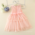 Las muchachas de la gasa de lujo Appliqued Flower Girls Cheap Casual Dresses Infant / Toddlers Vestido de cumpleaños